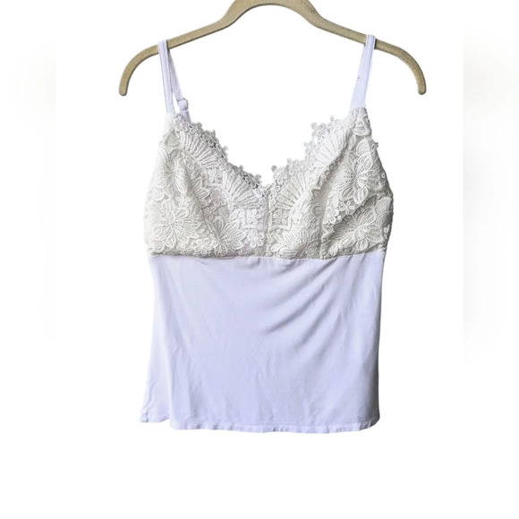 Boston Proper White Lace Fitted Spring Summer Vacation Camisole, M - Picture 9 of 9